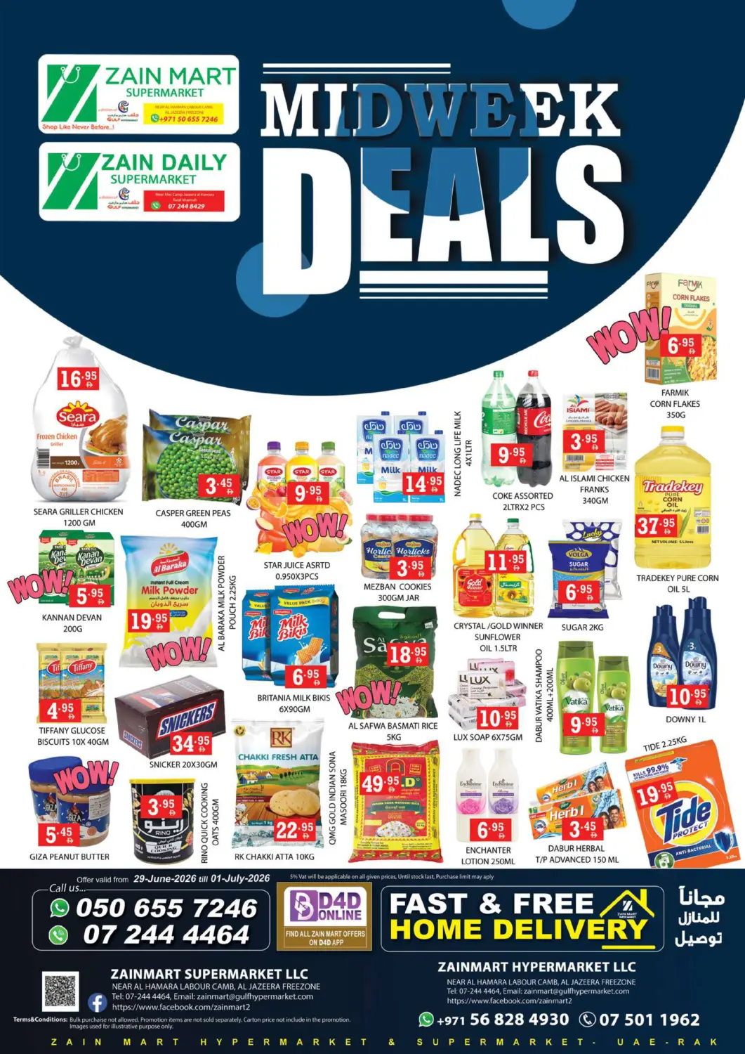 UAE - Ras al Khaimah Zain Mart Supermarket offers in D4D Online. Midweek Deals. . Till 1st July
