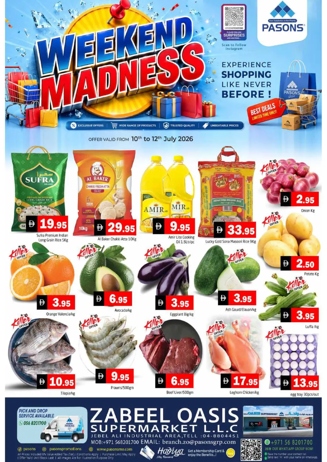 UAE - Dubai Pasons Hypermarket offers in D4D Online. Zabeel Oasis - Jabel Ali. . Till 12th July