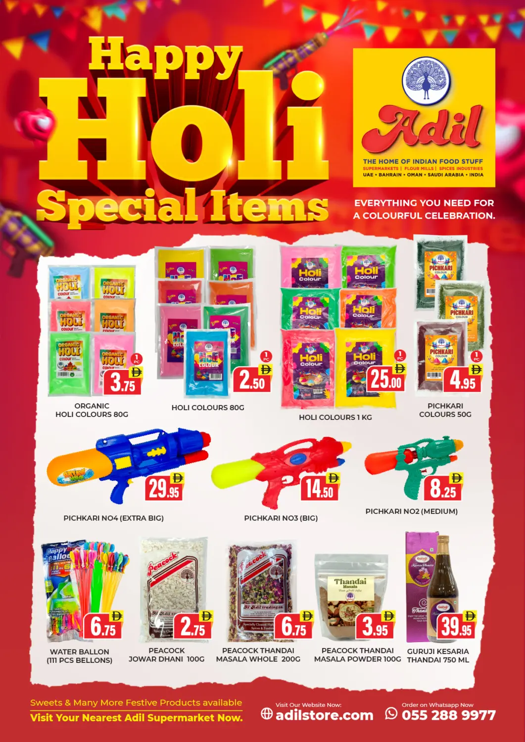 UAE - Sharjah / Ajman Adil Supermarket offers in D4D Online. Happy Holi Special Items. . Till 4th March