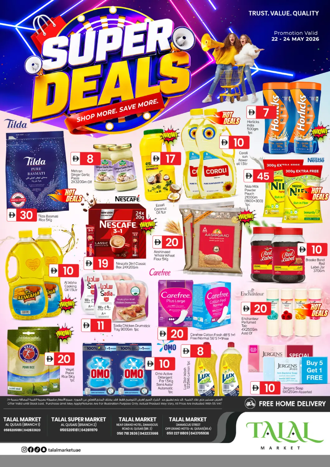 UAE - Dubai TALAL MARKET offers in D4D Online. Al Qusais Branches 1,2,3 And 4. . Till 24th May