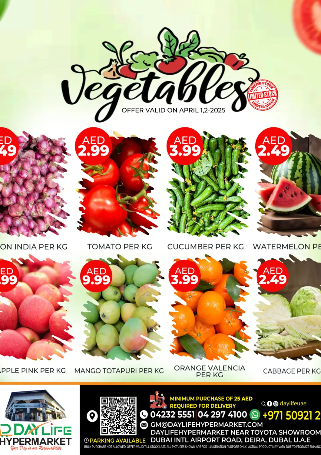 UAE - Dubai Daylife Hypermarket LLC offers in D4D Online. Vegetables today. . Till 2nd April