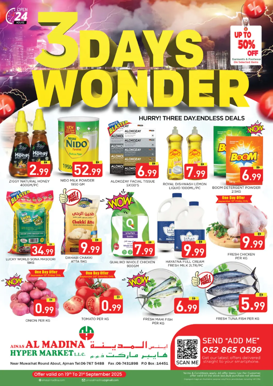 UAE - Sharjah / Ajman Ainas Al madina hypermarket offers in D4D Online. 3 Days Wonder. . Till 21st September