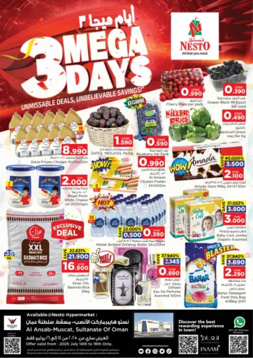 Nesto Hyper Market - Al Ansab - 3 Mega Days in Oman Offers - Oman Al Ansab - 3 Mega Days