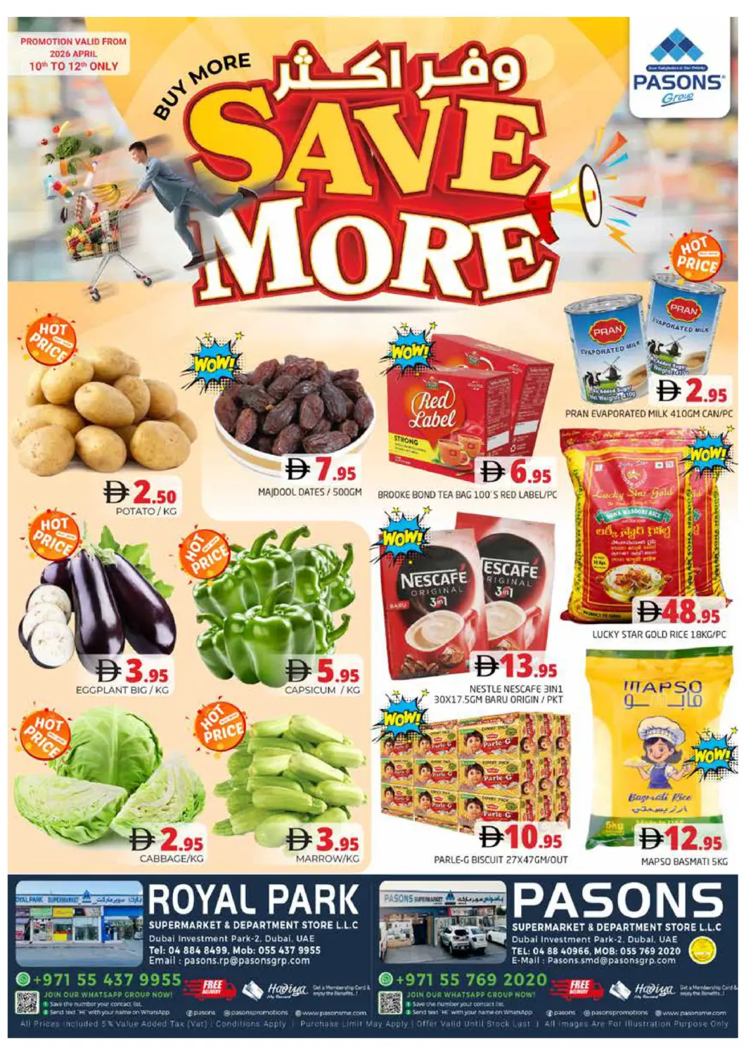 UAE - Dubai Pasons Hypermarket offers in D4D Online. Royal Park Pasons Super Market &Department Store. . Till 12th April