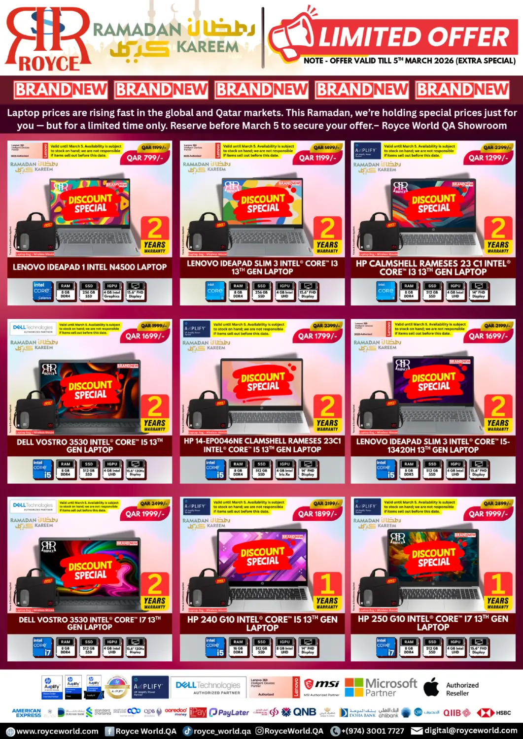 Qatar - Doha Royce World Trading & Services W.L.L offers in D4D Online. Ramadan Kareem. . Till 5th March