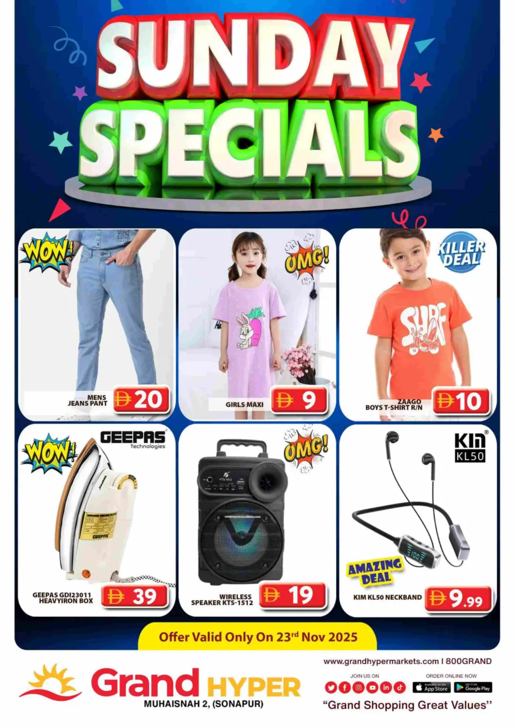 UAE - Dubai Grand Hyper Market offers in D4D Online. Muhaisnah 2, (Sonapur). . Only On 23rd November