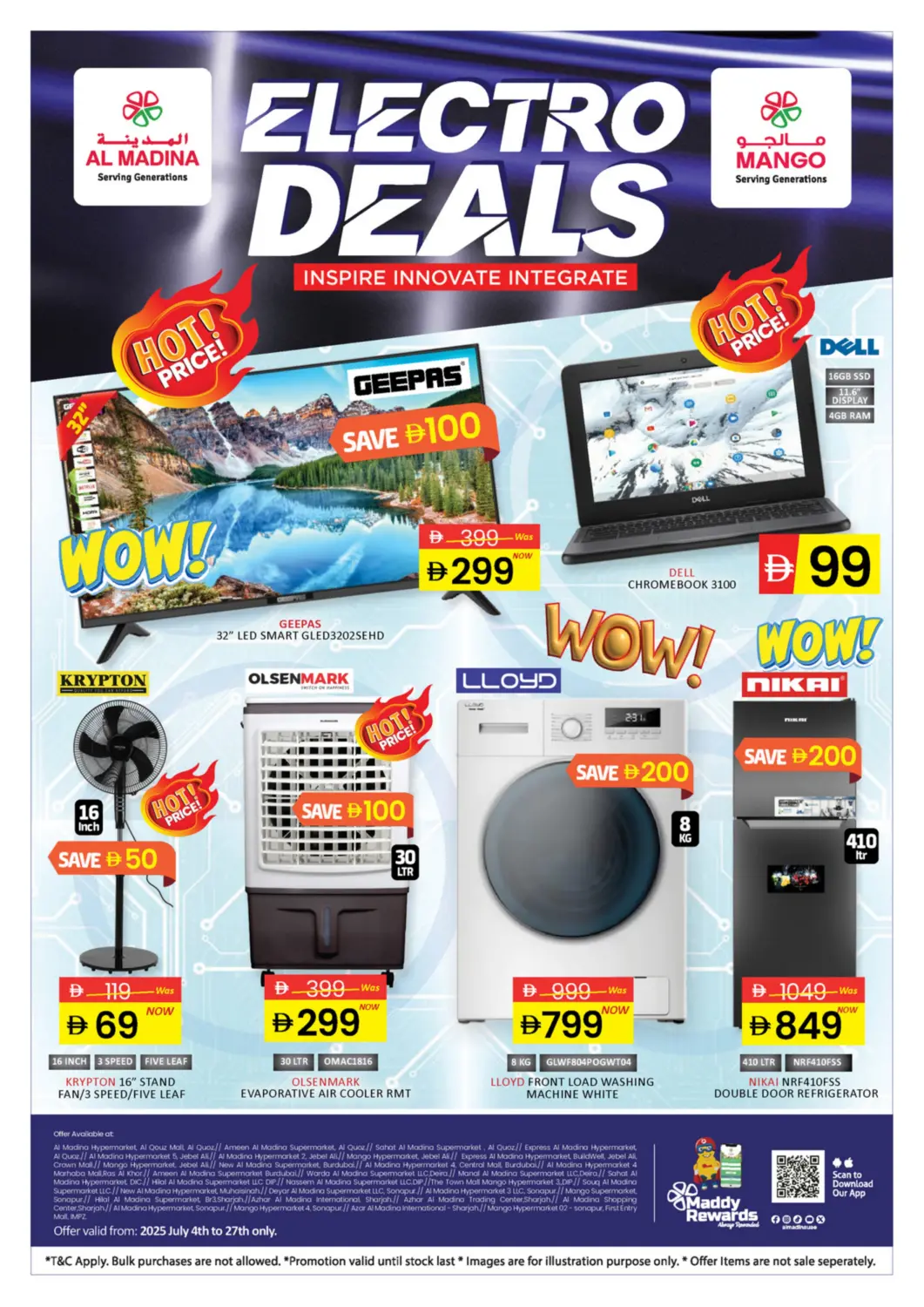 UAE - Dubai Al Madina  offers in D4D Online. Electro Deals. . Till 27th July