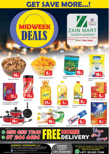 UAE - Ras al Khaimah Zain Mart Supermarket offers in D4D Online. Midweek Deals. . Till 16th January