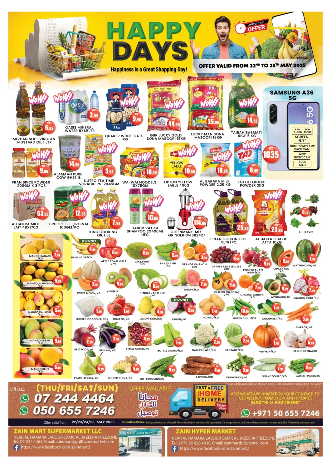 UAE - Ras al Khaimah Zain Mart Supermarket offers in D4D Online. Happy Days. . Till 25th May