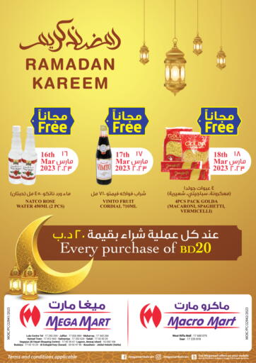 Bahrain MegaMart & Macro Mart  offers in D4D Online. Every purchase of BD 20. . Till 18th March