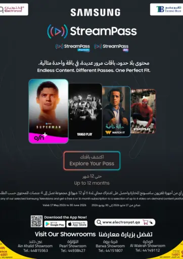 Buy selected Samsung TVs and enjoy FREE StreamPass subscriptions for up to 12 months!