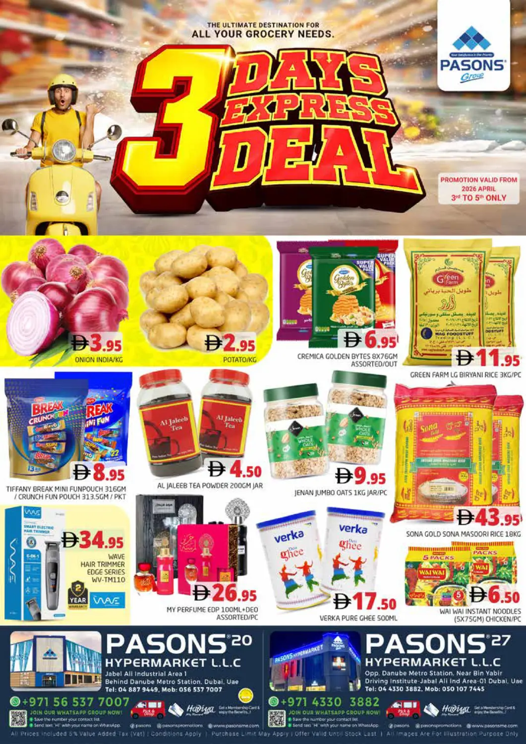 UAE - Dubai Pasons Hypermarket offers in D4D Online. Pasons 20 ,Pasons 27. . Till 5th April