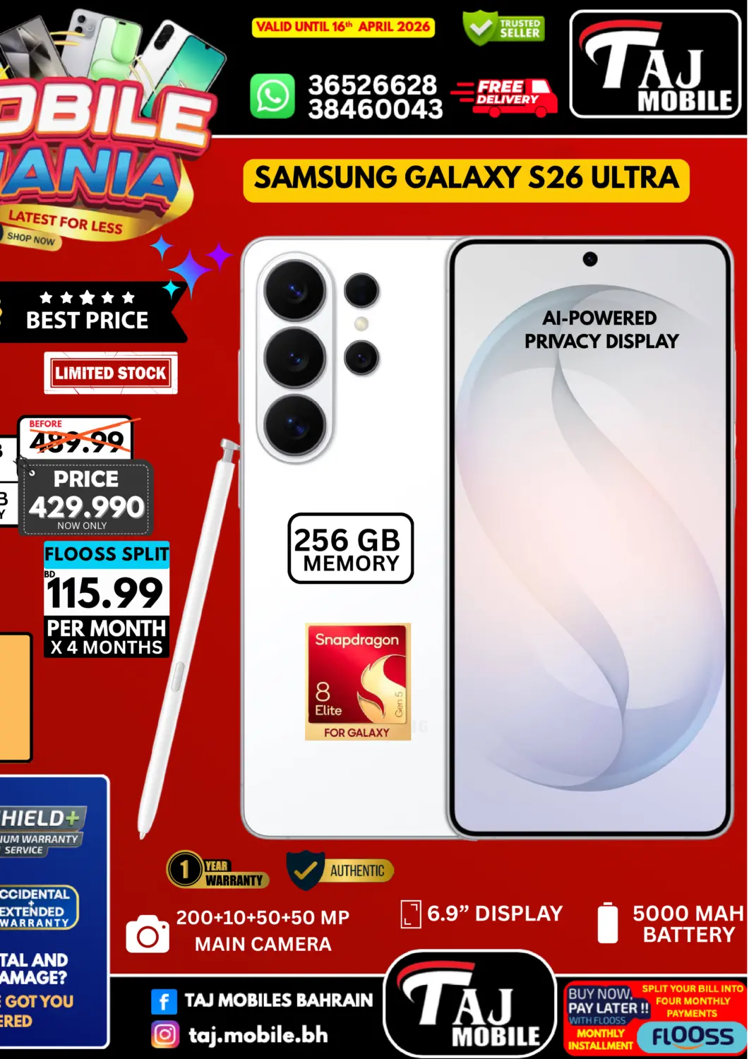 Bahrain Taj Mobiles offers in D4D Online. Mobile Mania. . Till 16th April