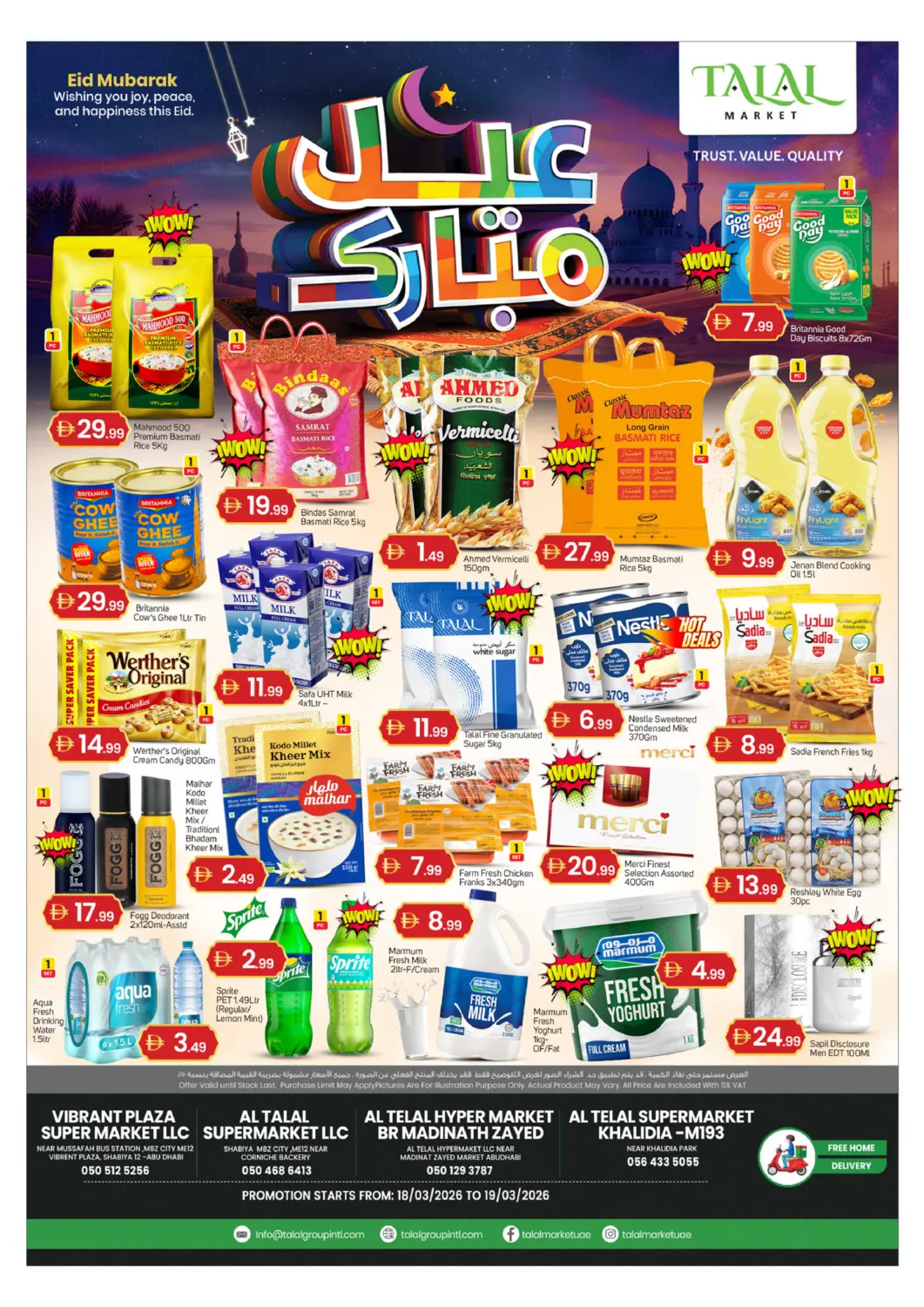 UAE - Abu Dhabi TALAL MARKET offers in D4D Online. Eid Mubarak. . Till 19th March