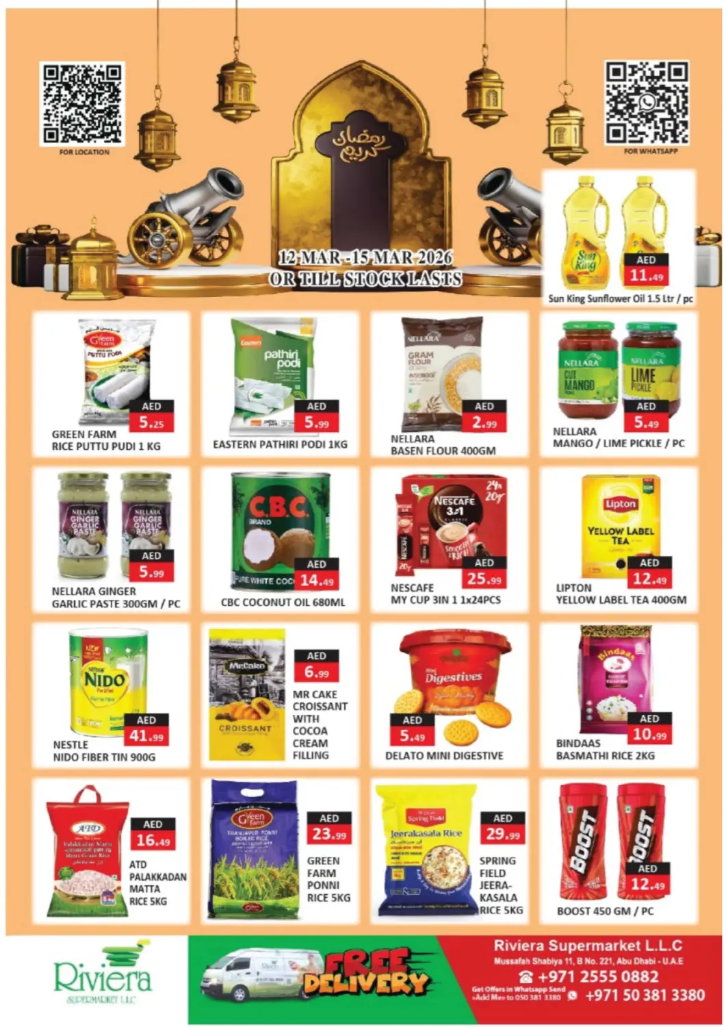 UAE - Abu Dhabi  RIVIERA SUPERMARKET L.L.C offers in D4D Online. Ramadan Kareem. . Till 15th March