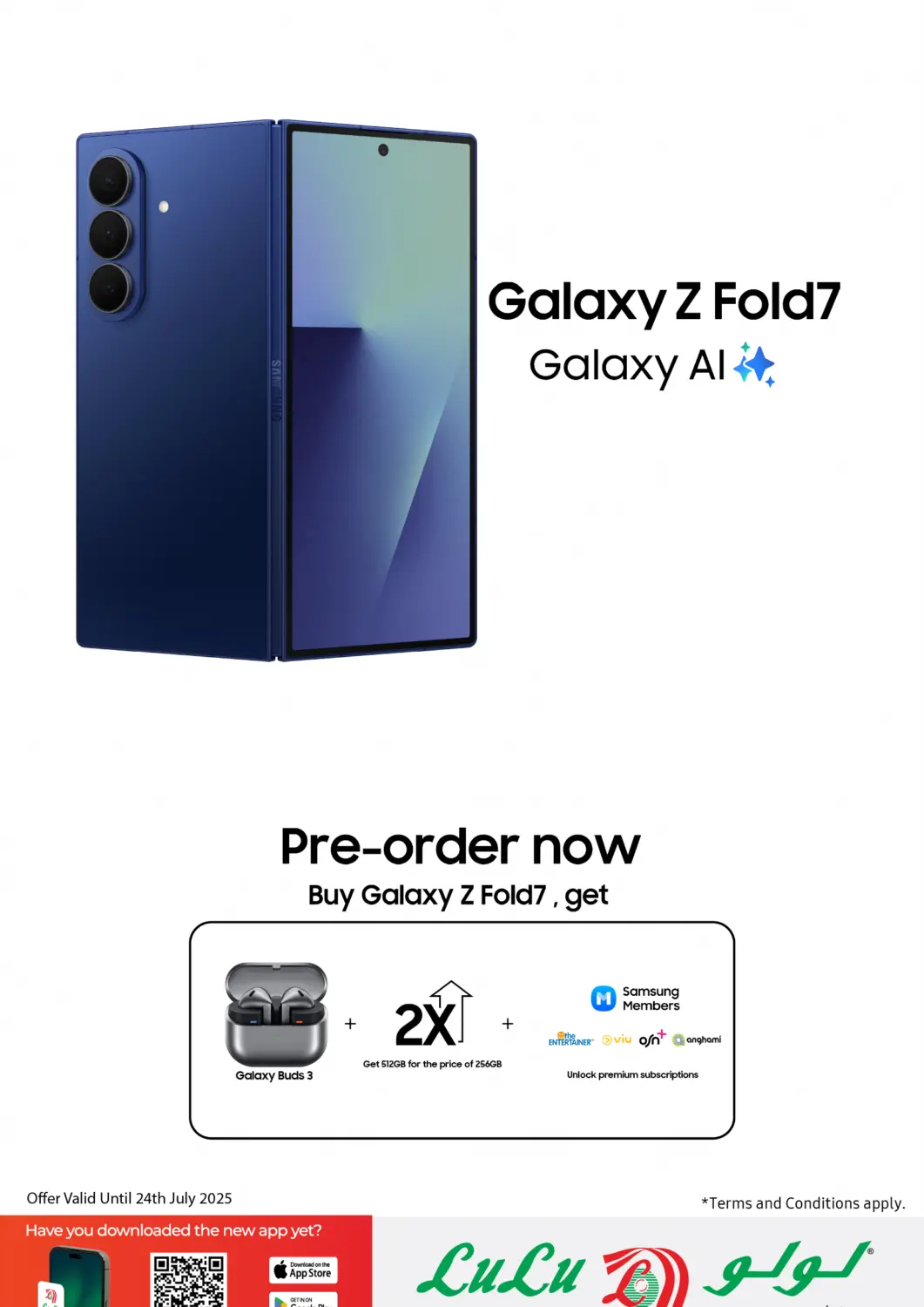 Bahrain LuLu Hypermarket offers in D4D Online. Samsung Galaxy, Z Fold7 Pre-order now. . Till 24th July