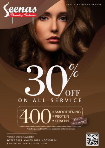 Qatar - Al Khor Seenas Beauty Saloon offers in D4D Online. 30% off. . Till 20th June