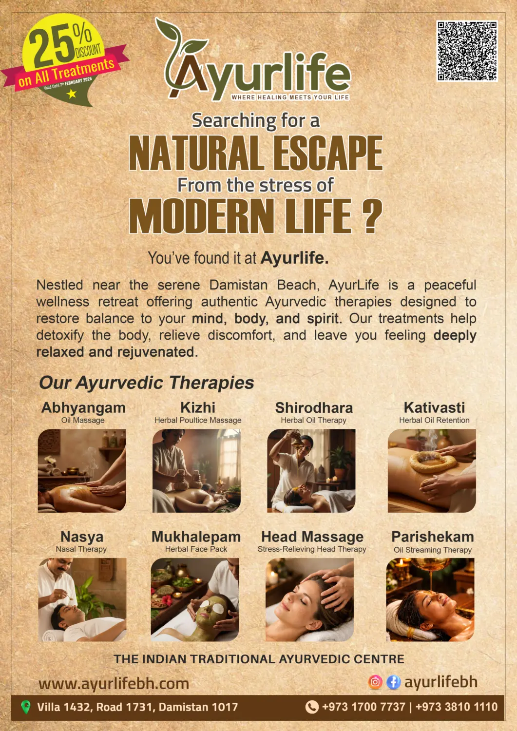 Bahrain Ayurlife Ayurvedic Center offers in D4D Online. Searching For a Natural Escape From the stress of Modern Life?. . Till 2nd February