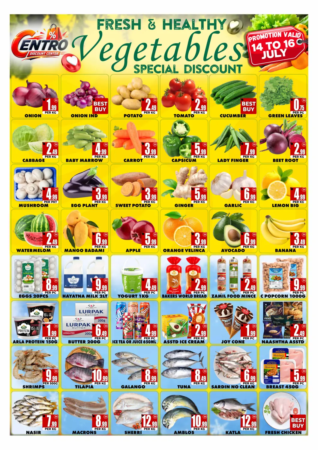 UAE - Sharjah / Ajman Centro Discount Center offers in D4D Online. Fresh & Healthy Vegetables-Special Discount. . Till 16th July