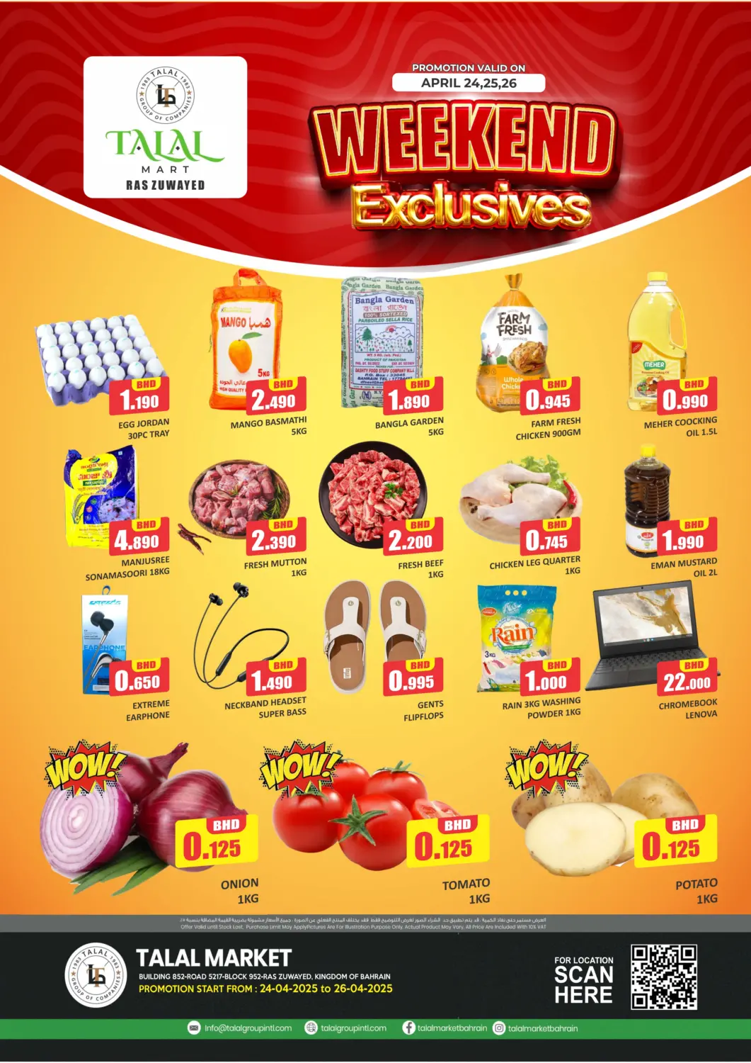 Bahrain Talal Markets offers in D4D Online. Weekend Exclusive - Zuwayed. . Till 26th April