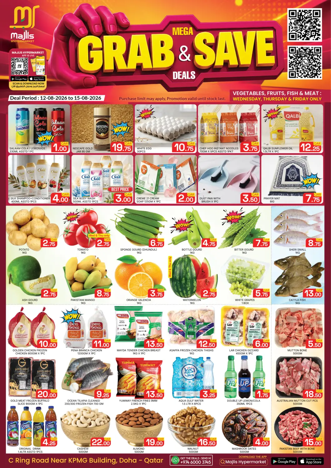 Qatar - Doha Majlis Hypermarket offers in D4D Online. Mega Grab & Save Deals. . Till 15th August