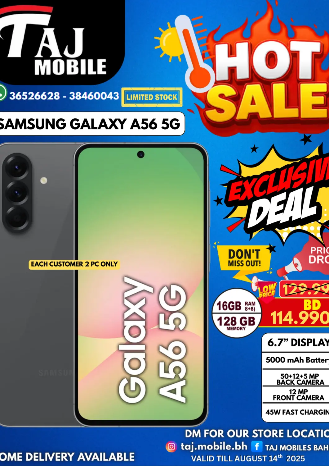 Bahrain Taj Mobiles offers in D4D Online. Hot Sale!!. . Till 14th August