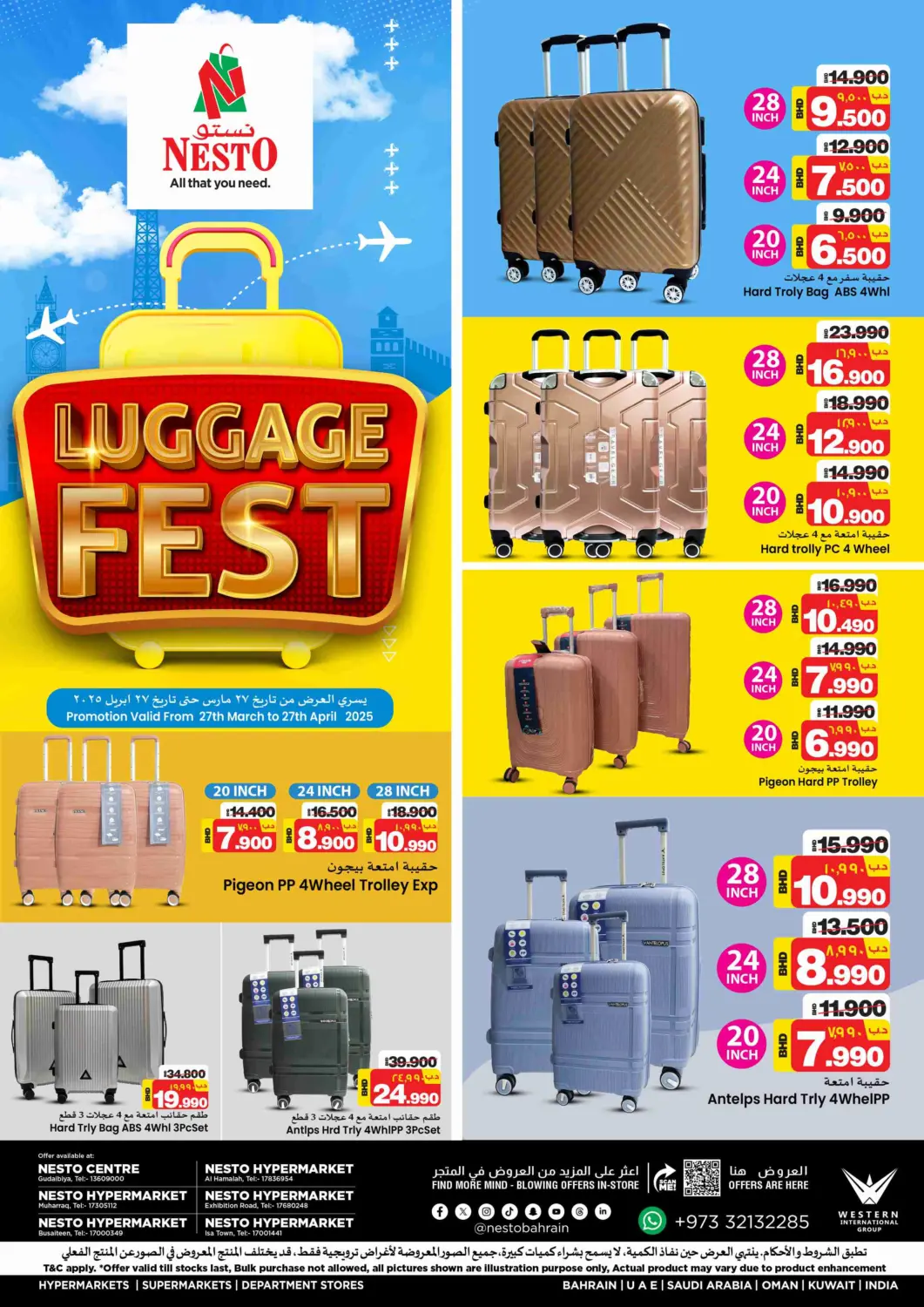 Bahrain NESTO  offers in D4D Online. Luggage Fest. . Till 27th April