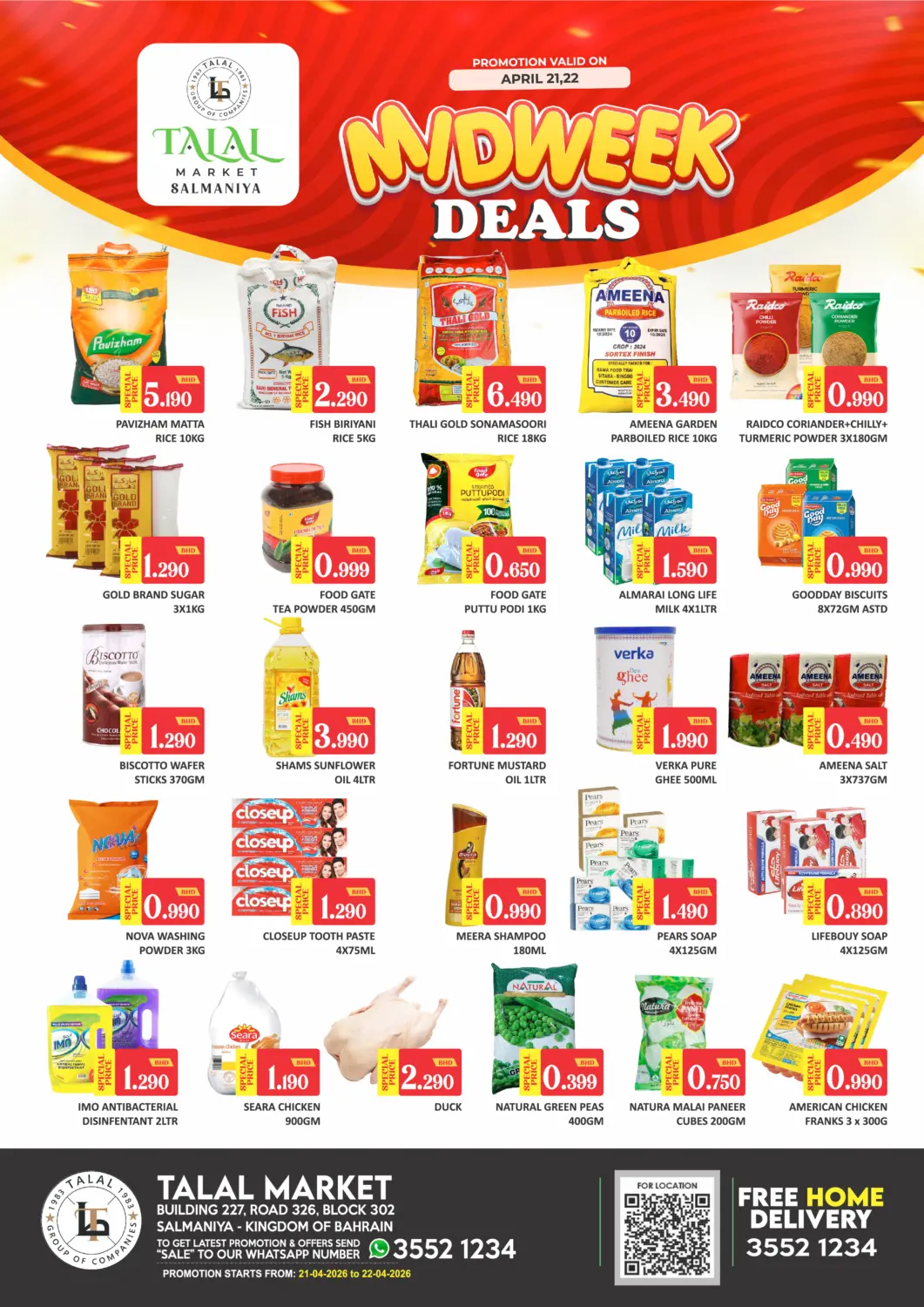 Bahrain Talal Markets offers in D4D Online. Midweek Deals @ Salmaniya. . Till 22nd April