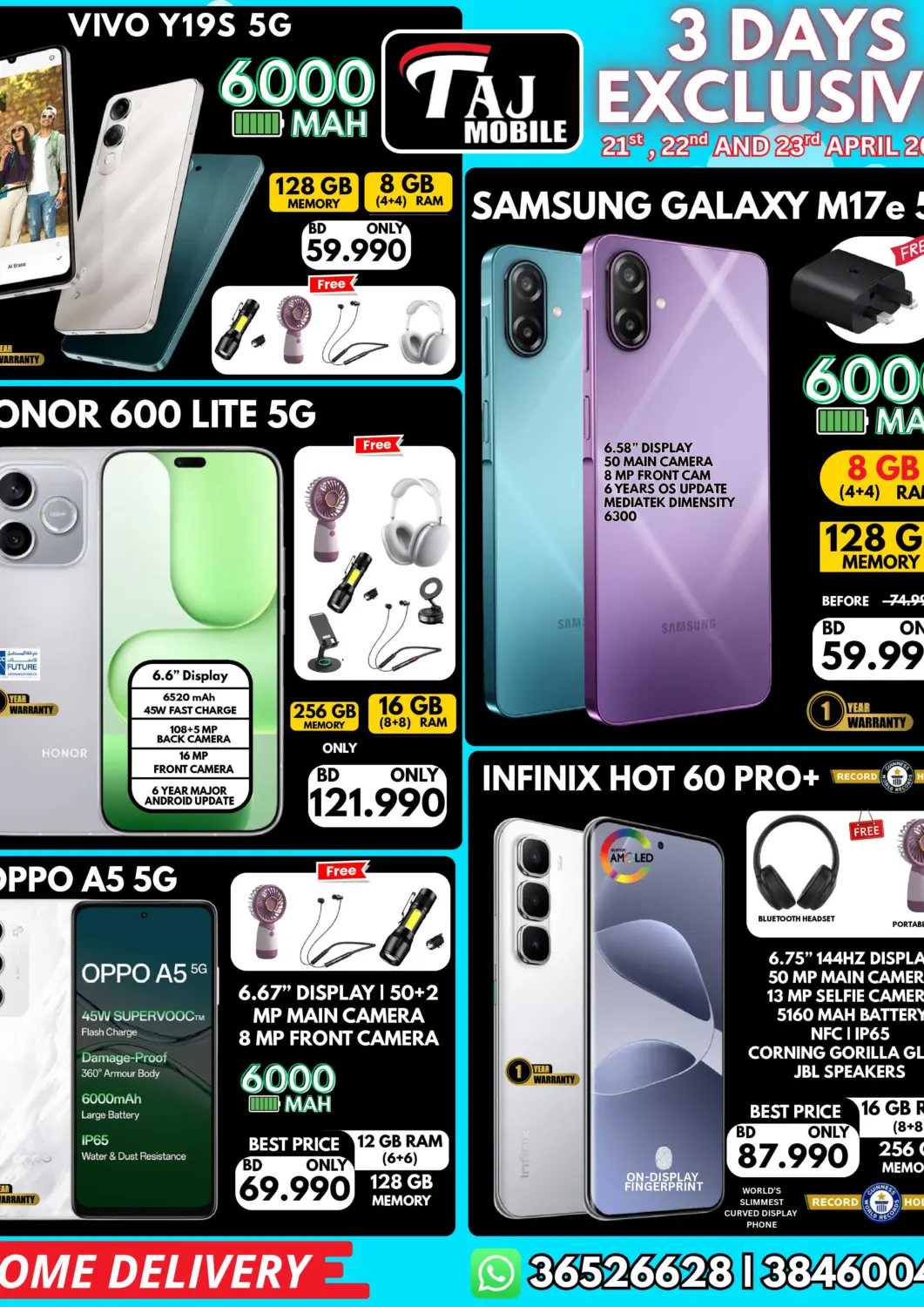 Bahrain Taj Mobiles offers in D4D Online. 3 Days Exclusive. . Till 23rd April