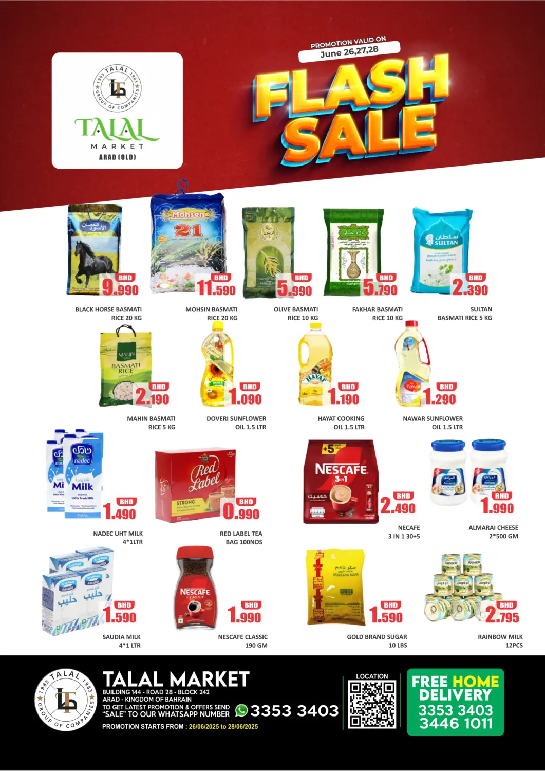 Bahrain Talal Markets offers in D4D Online. Flash Sale @Arad. . Till 28th June