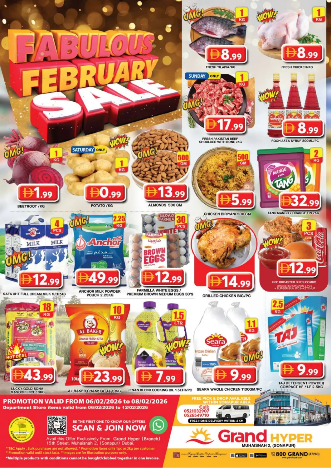 UAE - Dubai Grand Hyper Market offers in D4D Online. Muhaisinah, Sonapur , Dubai. . Till 8th February