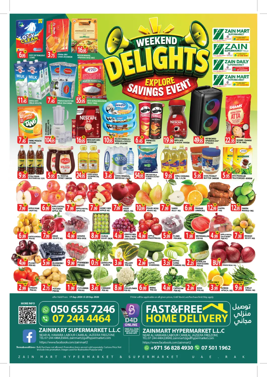 UAE - Ras al Khaimah Zain Mart Supermarket offers in D4D Online. Weekend Delight. . Till 20th September