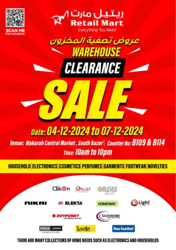 Qatar - Doha Retail Mart offers in D4D Online. Warehouse Clearance Sale. . Till 7th December