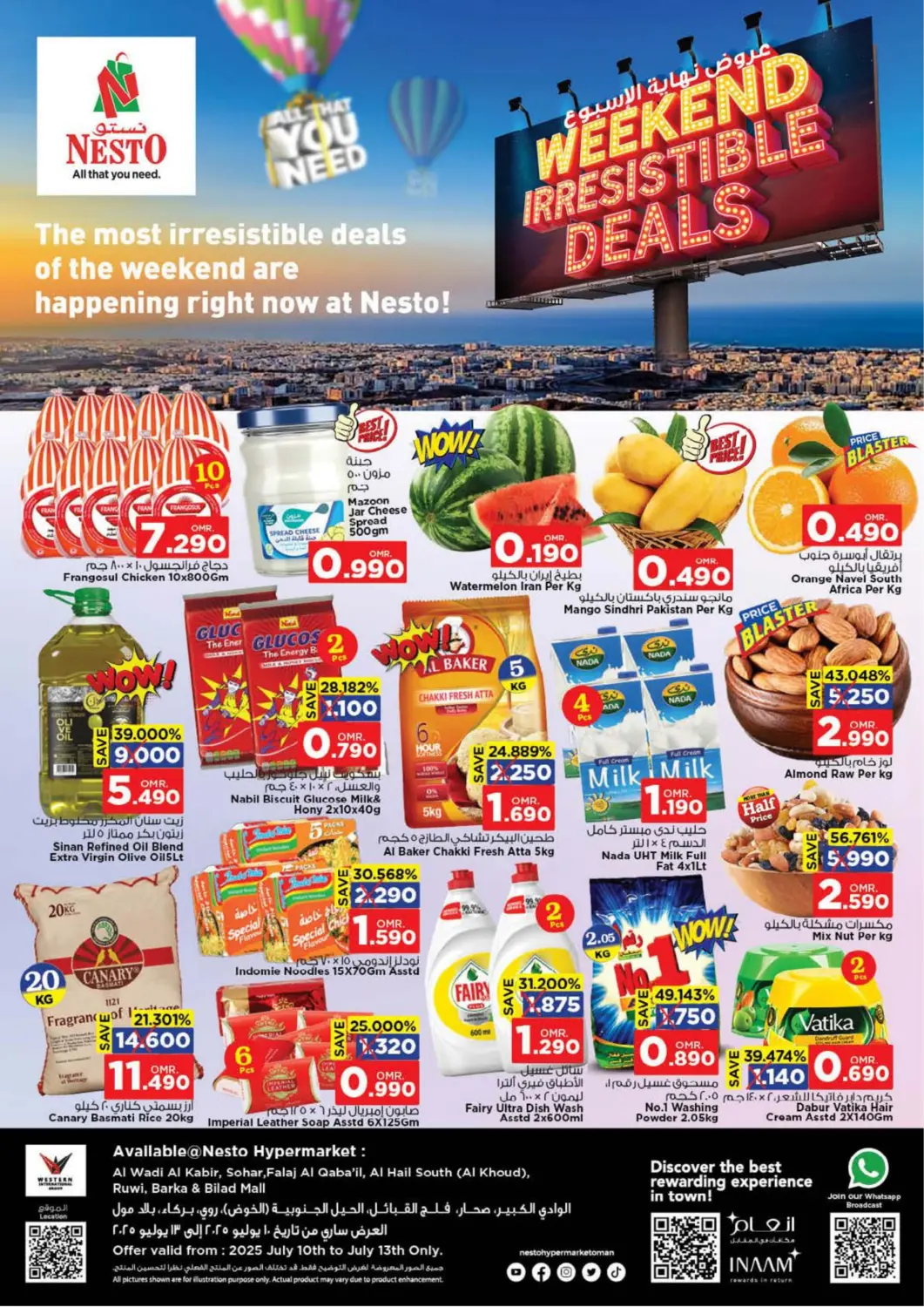 Oman - Muscat Nesto Hyper Market   offers in D4D Online. Weekend Irresistible Deals. . Till 13th July