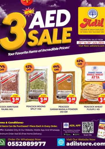UAE - Sharjah / Ajman Adil Supermarket offers in D4D Online. 3 Aed Sale. . Till 26th July