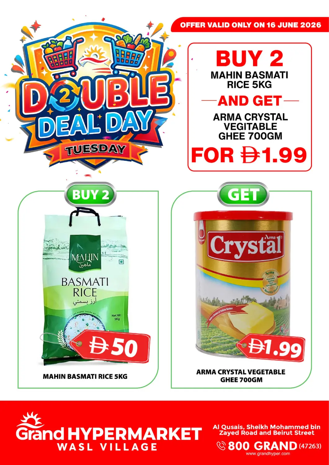 UAE - Dubai Grand Hyper Market offers in D4D Online. Wasl Village. . Only On 16th June