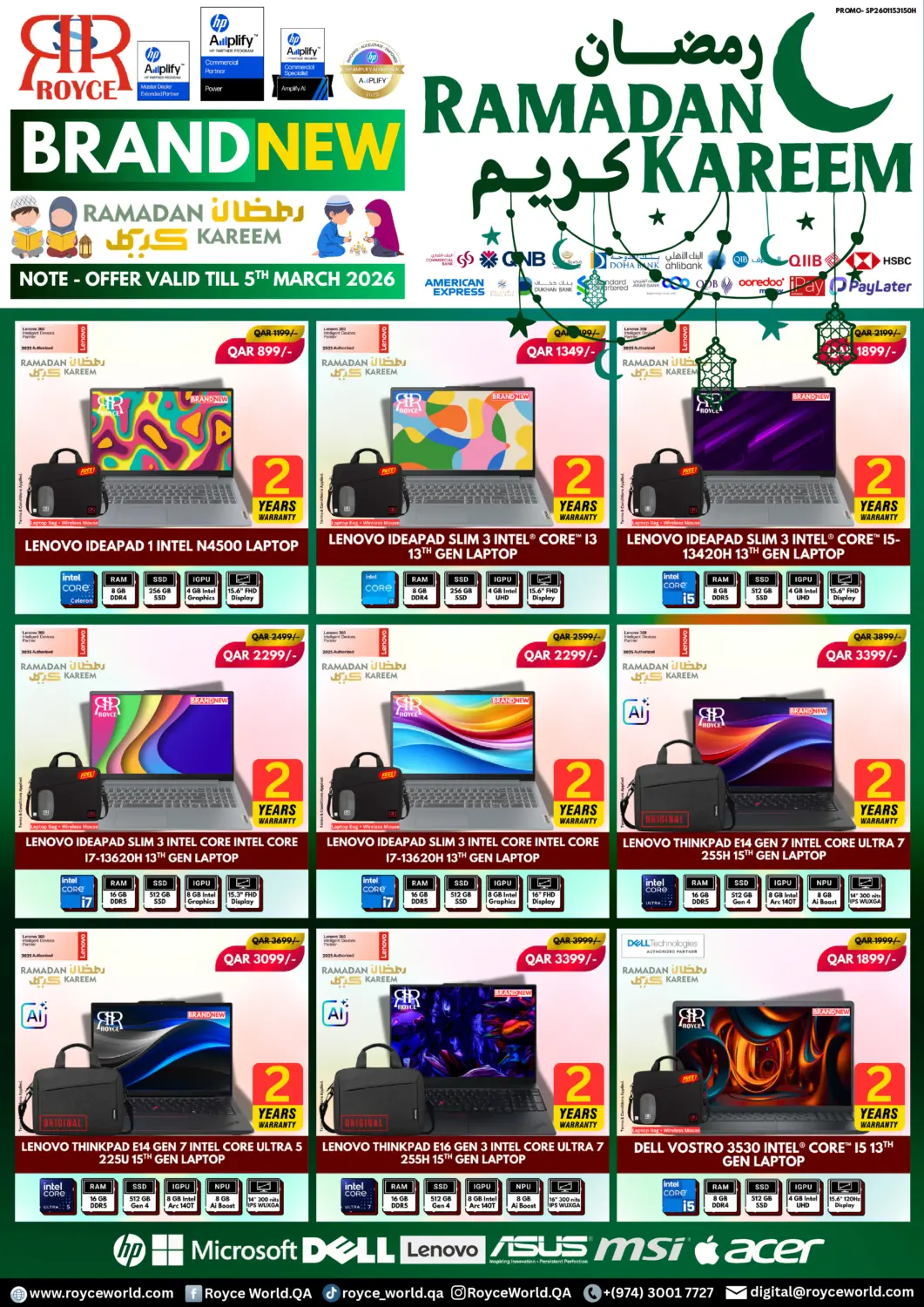 Qatar - Doha Royce World Trading & Services W.L.L offers in D4D Online. Ramadan Kareem. . Till 5th March