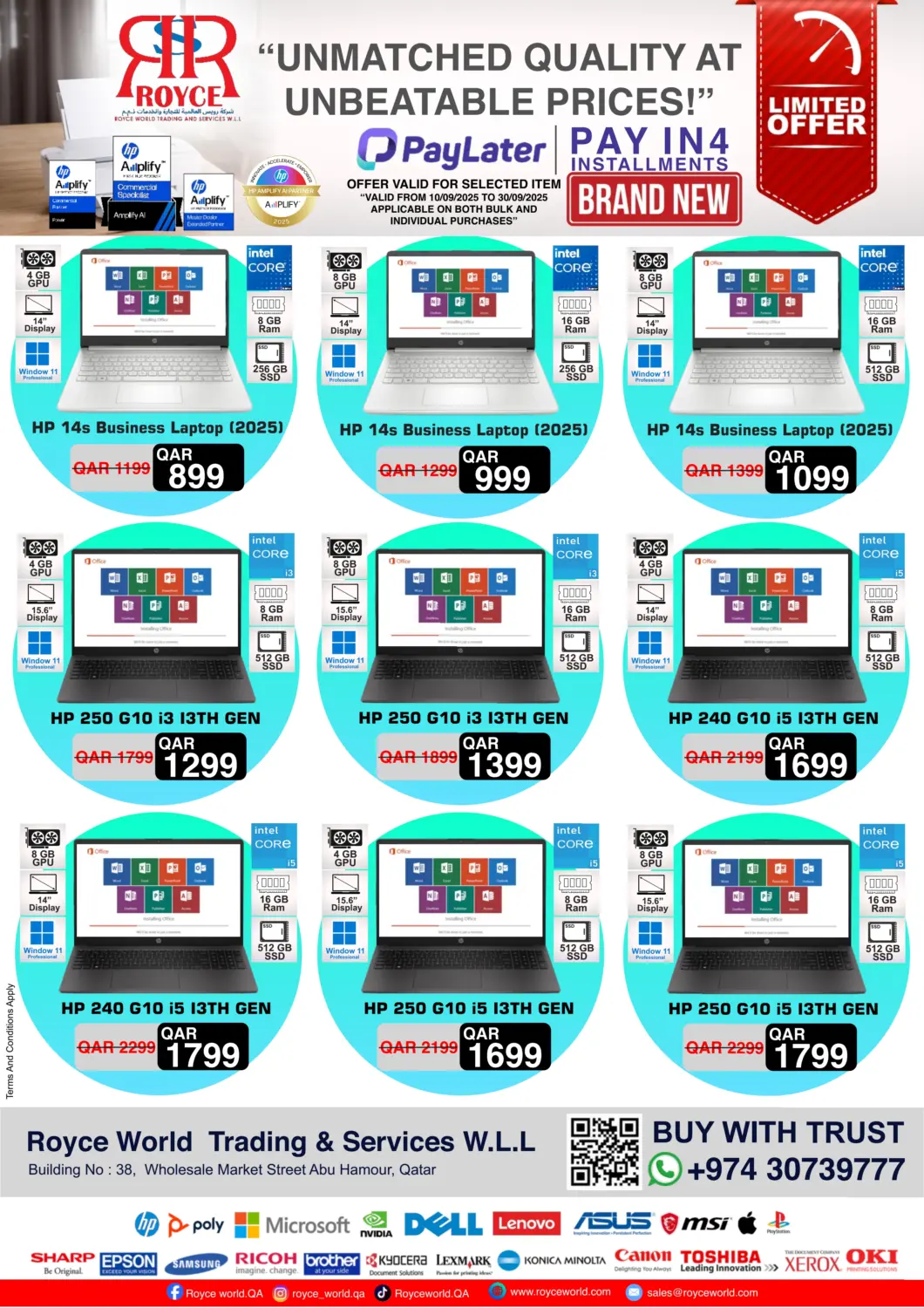 Qatar - Al Shamal Royce World Trading & Services W.L.L offers in D4D Online. Unmatched Quality At Unbeatable Price. . Till 30th September