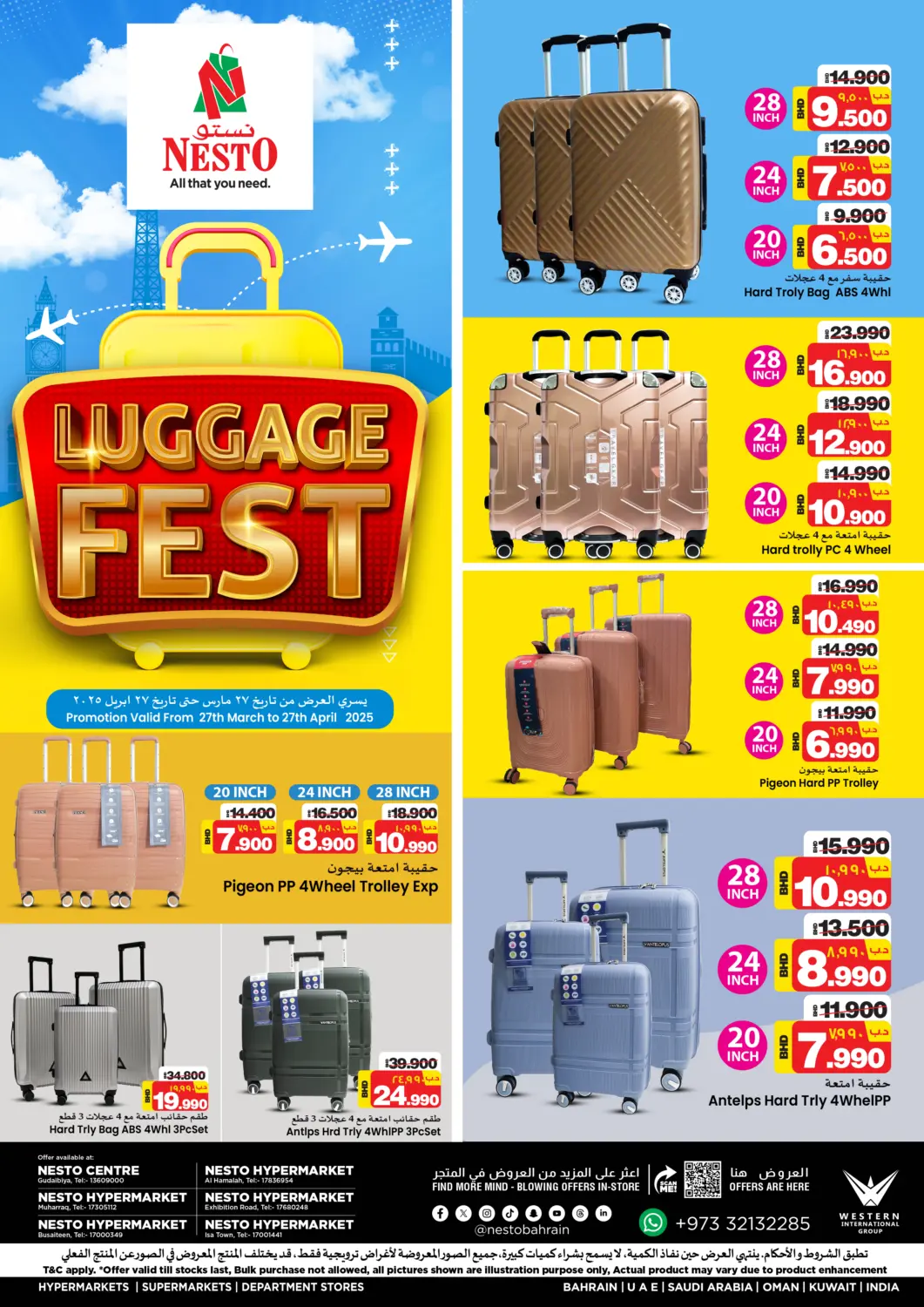 Bahrain NESTO  offers in D4D Online. Luggage Fest. . Till 27th April