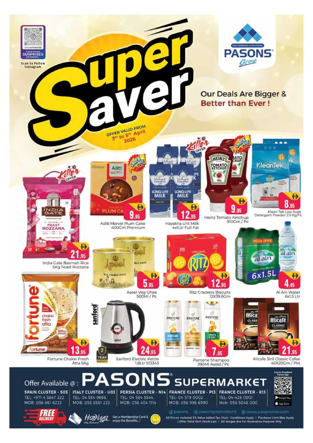 UAE - Dubai Pasons Hypermarket offers in D4D Online. Super Saver. . Till 5th April