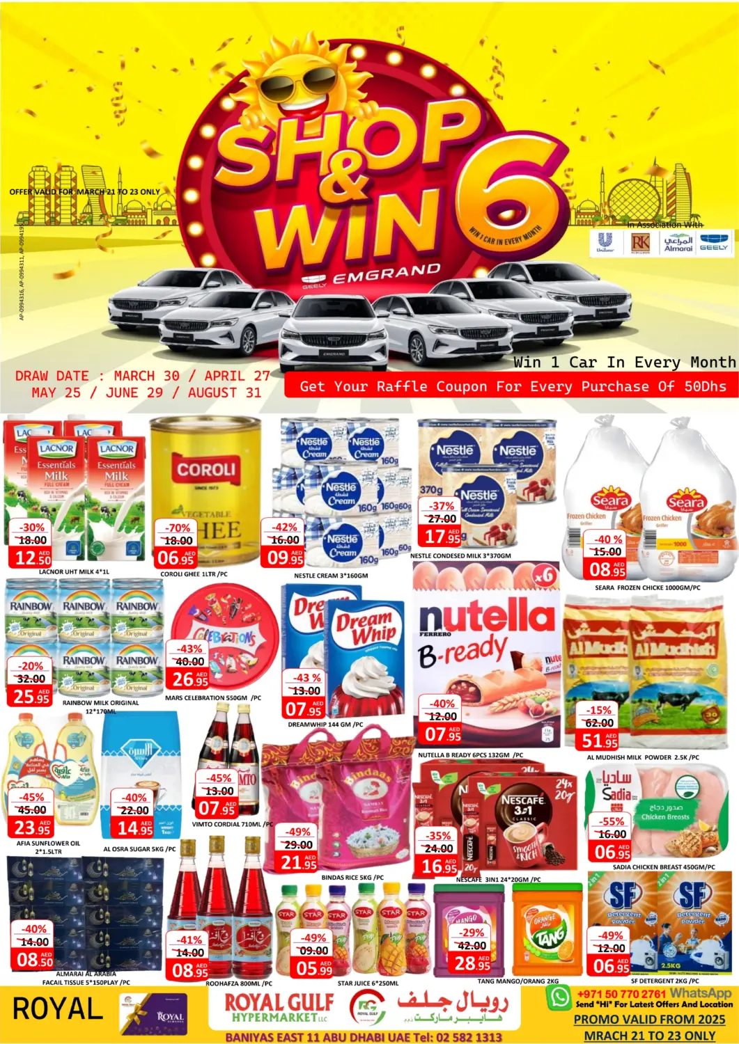 UAE - Abu Dhabi ROYAL GULF HYPERMARKET LLC offers in D4D Online. Baniyas East 11- Abu Dhabi. . Till 23rd March