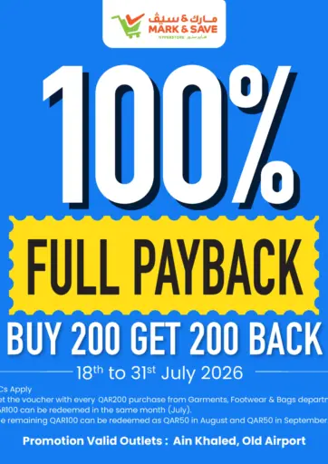 100% Full Payback Buy 200 Get 200 Back