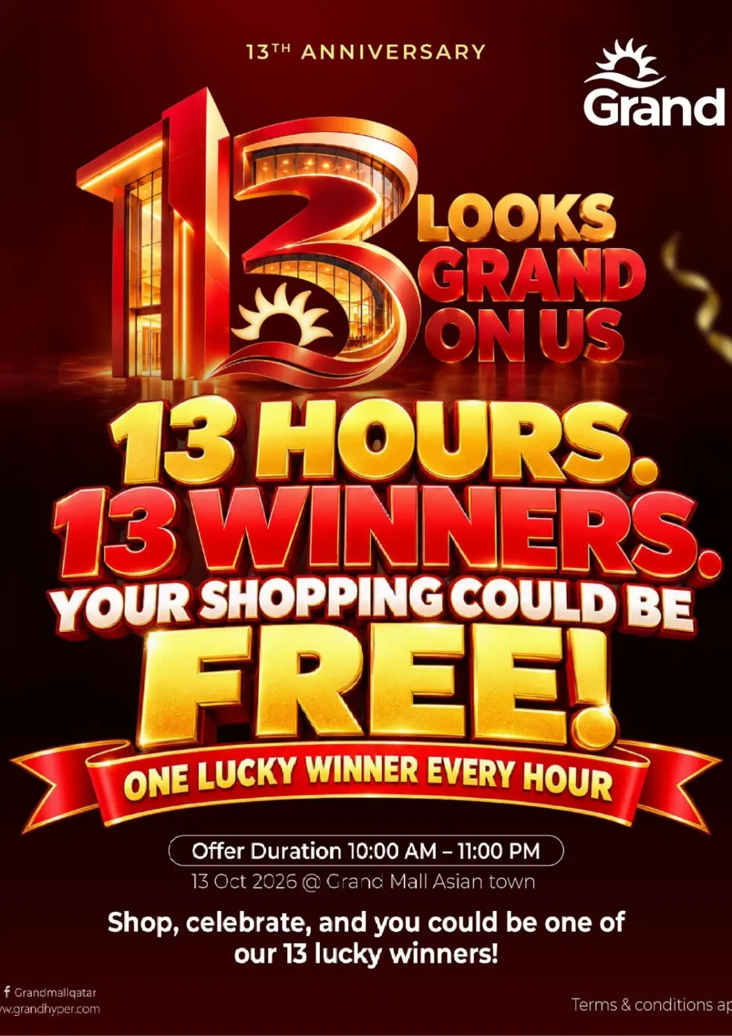 Qatar - Al-Shahaniya Grand Hypermarket offers in D4D Online. 13 Hours 13 Winners. . Only On 13th October