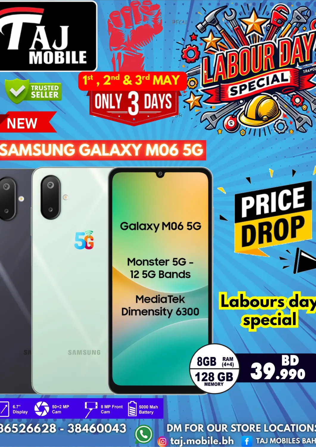 Bahrain Taj Mobiles offers in D4D Online. Labour Day Special. . Till 3rd May