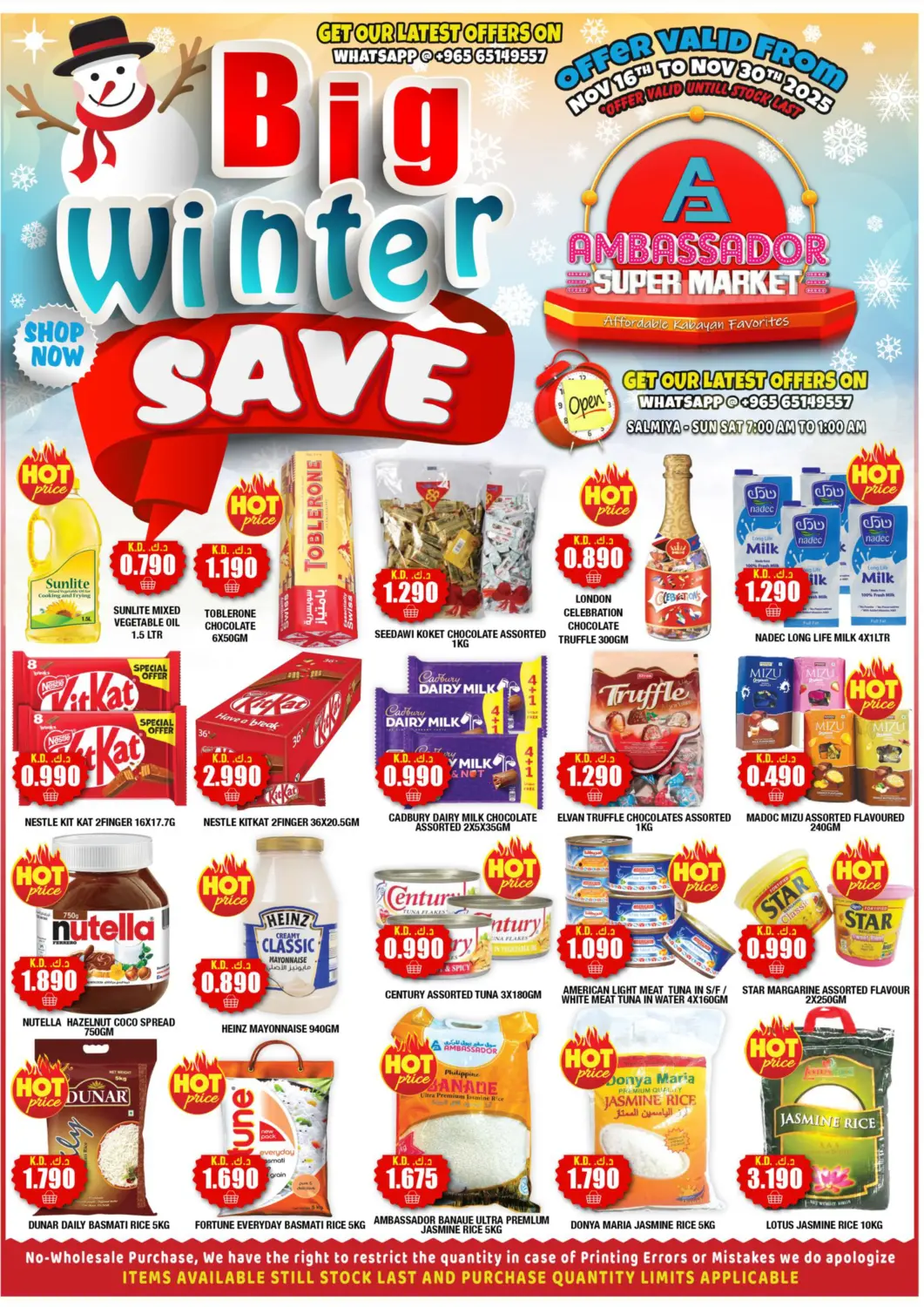 Kuwait - Kuwait City Ambassador Supermarkets & Hypermarkets offers in D4D Online. Big Winter Sale. . Till 30th November