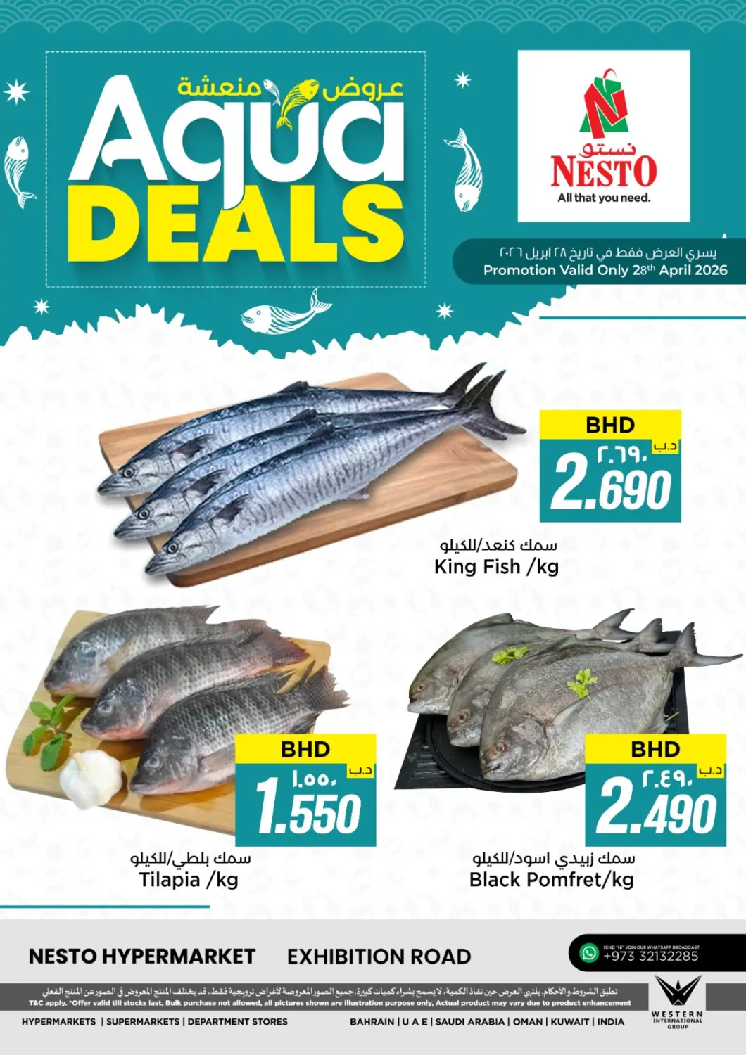 Bahrain NESTO  offers in D4D Online. Aqua Deals @ Exhibition Road. . Till 28th April