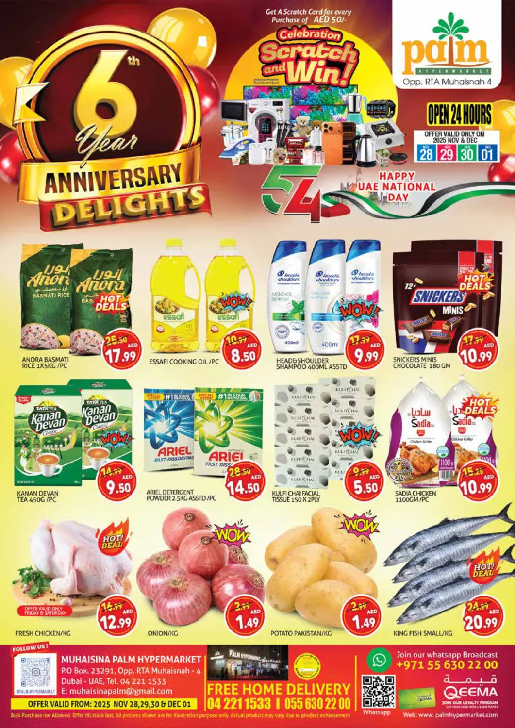 UAE - Dubai Palm Hypermarket Muhaisina LLC offers in D4D Online. 6th Year Anniversary Delights. . Till 1st December