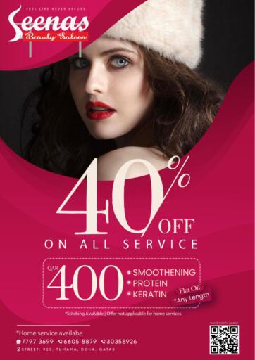 Qatar - Al Shamal Seenas Beauty Saloon offers in D4D Online. 40% Off On All Services. . 40% Off On All Services