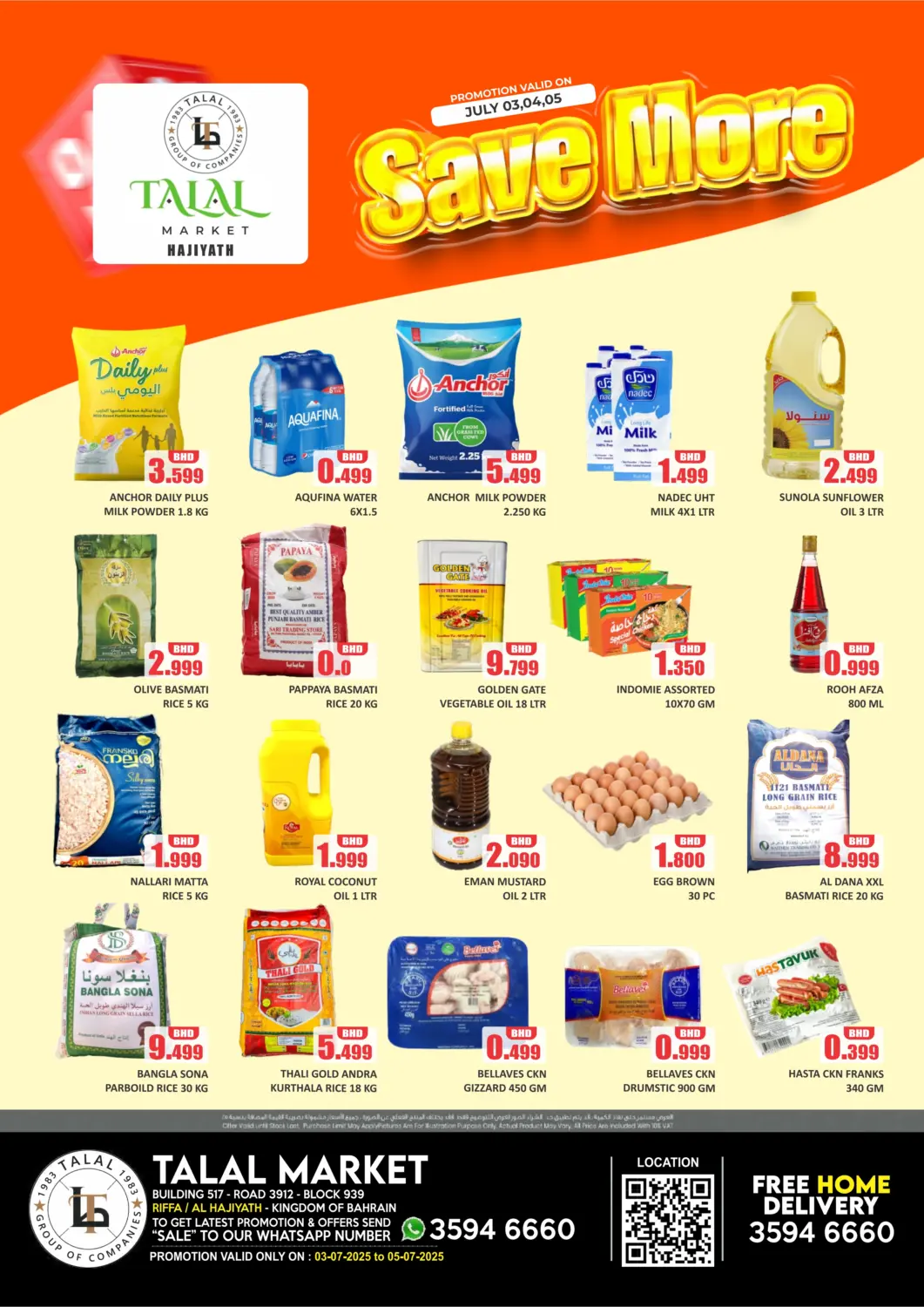 Bahrain Talal Markets offers in D4D Online. Save More @Riffa-Hjiyath. . Till 5th July