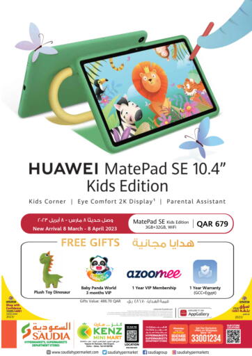 Qatar - Al Rayyan Saudia Hypermarket offers in D4D Online. New Arrival-HUAWEI MatePad SE 10.4 Inch Kids Edition. . Till 08th April